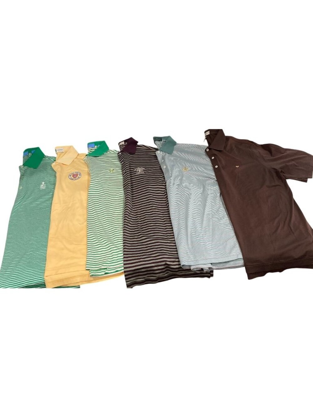 6 Fairway & Greene Mens Striped Cotton Golf Polo Shirts size L Lot Performance
